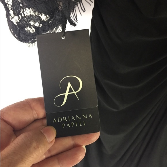 ADRIANNA PAPELL | dress kimono lace jersey ruched - Picture 6 of 8